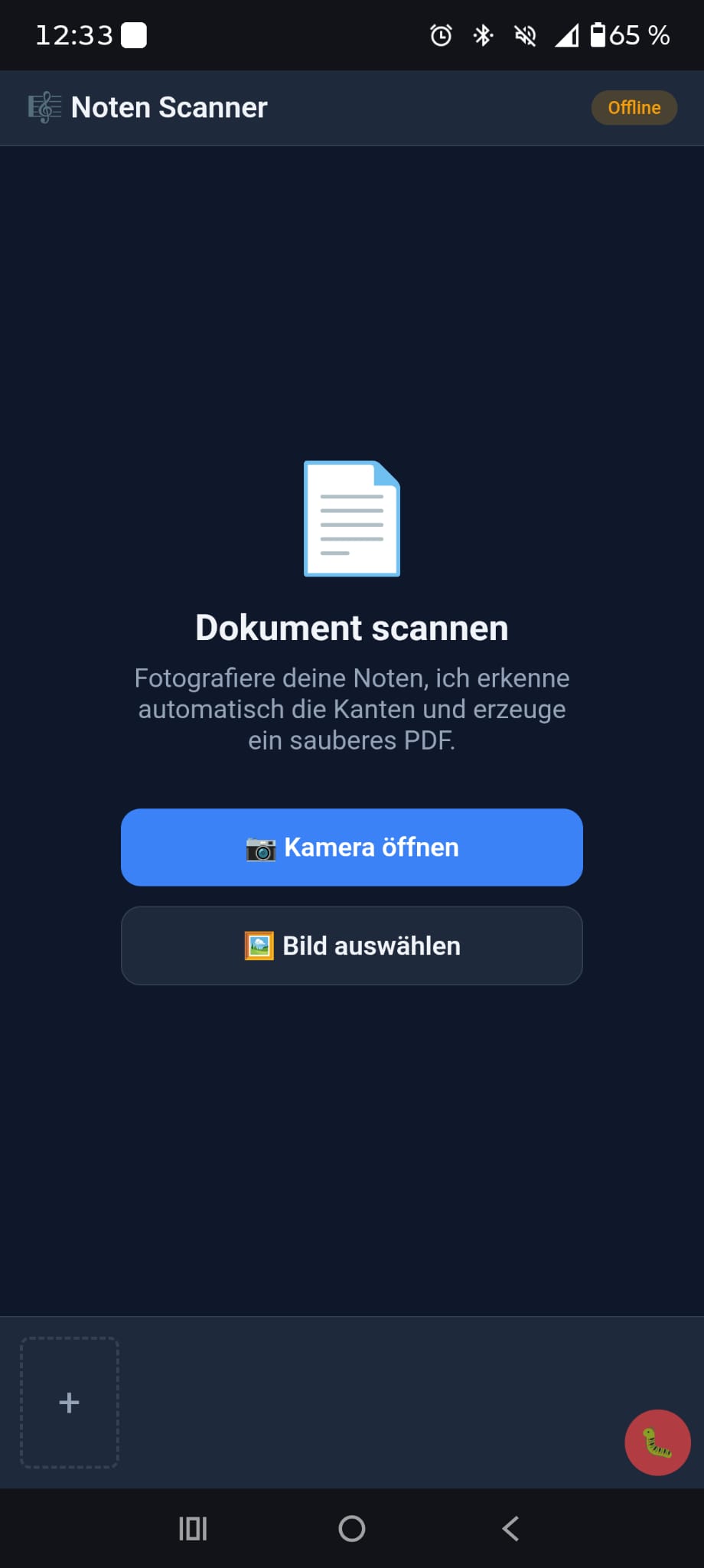 Startbildschirm zum aufnehmen von Fotos.